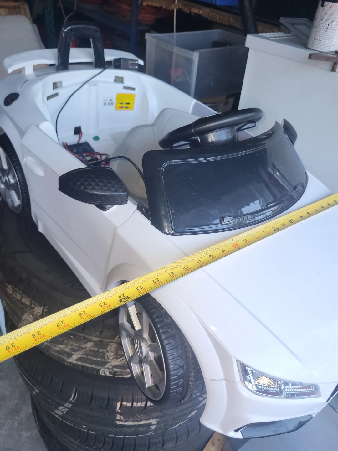 White Audi TT RS ride-on car