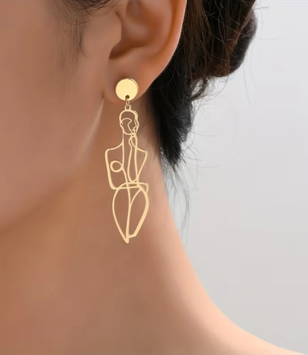 Gold Abstract Figure Dangle Earrings - photo 3
