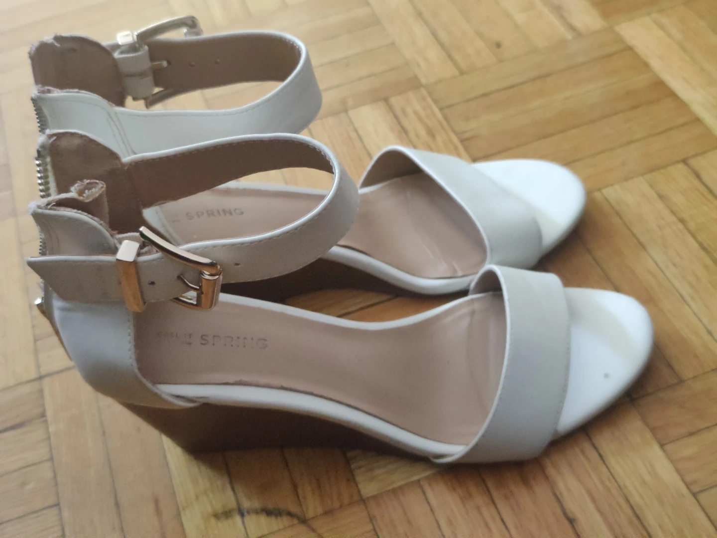 White Spring Wedge Sandals
