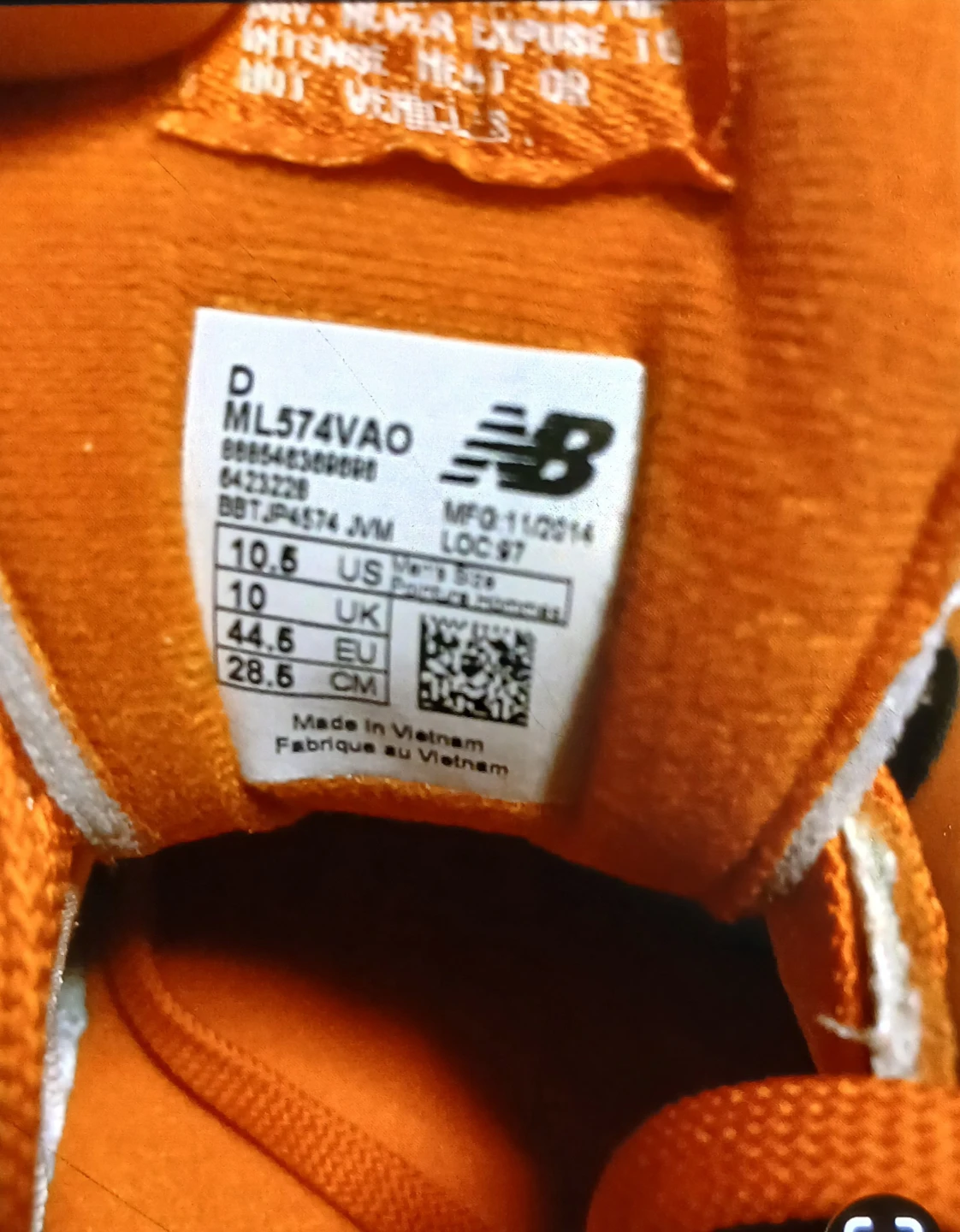 New Balance ML574VAO Orange Sneakers 10.5 - photo 3