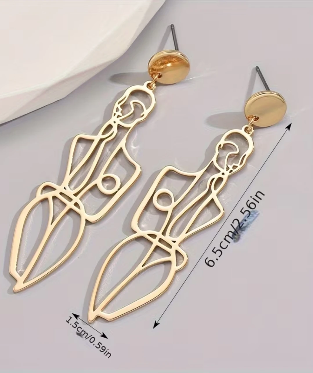 Gold Abstract Figure Dangle Earrings - photo 4