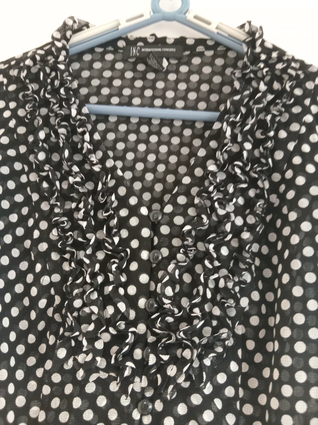 INC International Concepts Black & White Polka Dot Blouse - photo 3