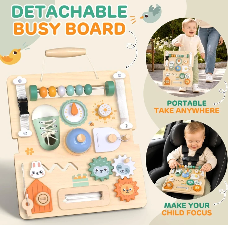 Hewaurion 2-in-1 Wooden Baby Walker & Detachable Busy Board - photo 3
