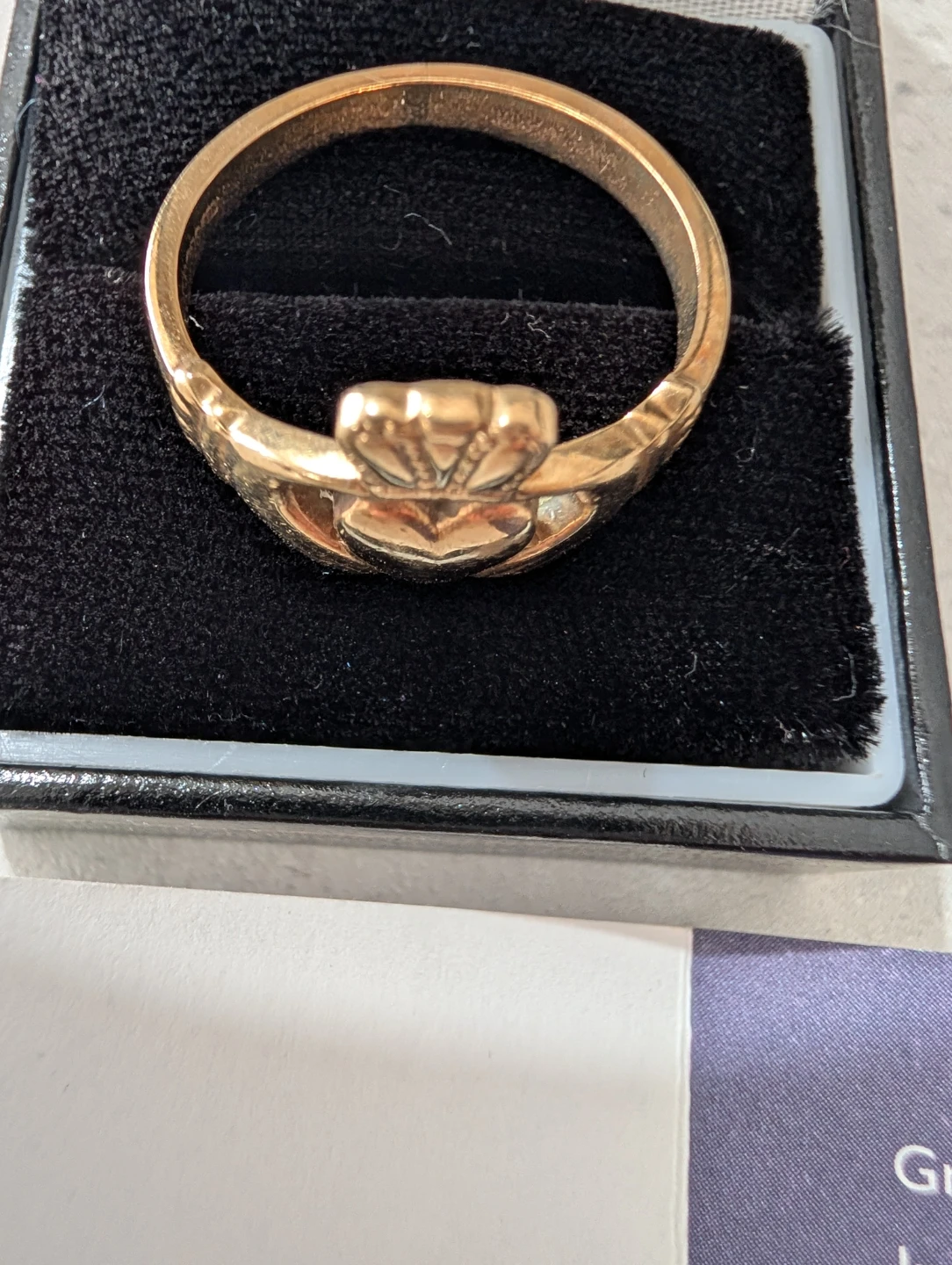Gold Claddagh Ring with Box - photo 4