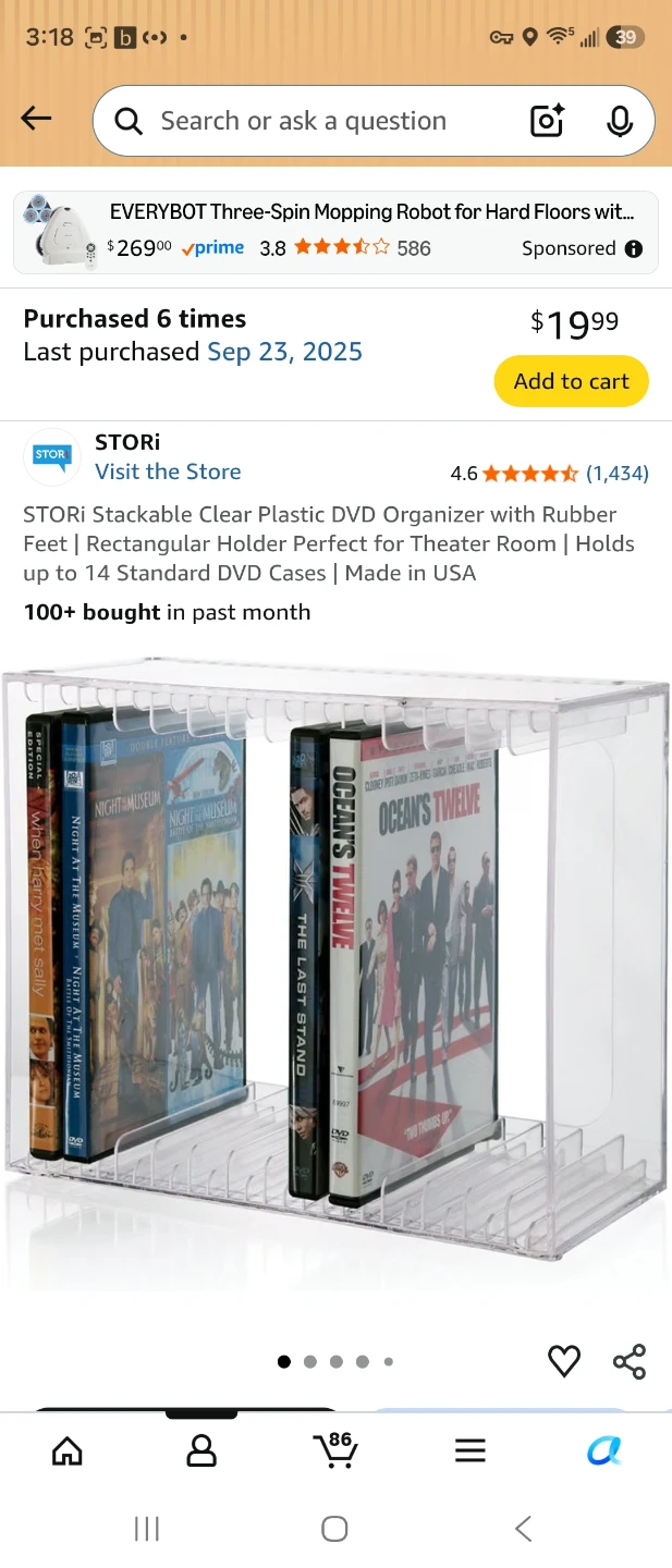 STORi Stackable Clear Plastic DVD Organizer