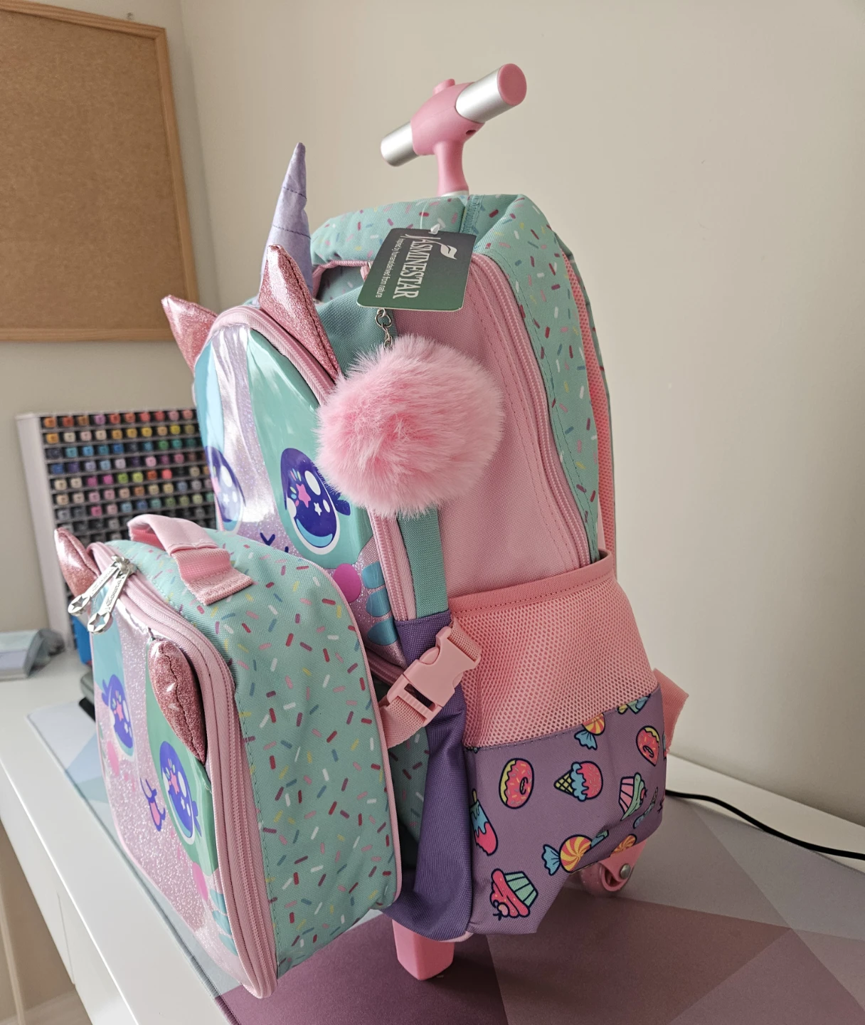 Brand New Jasminestar 3 Pc Rolling Backpack Set Unicorn Cat