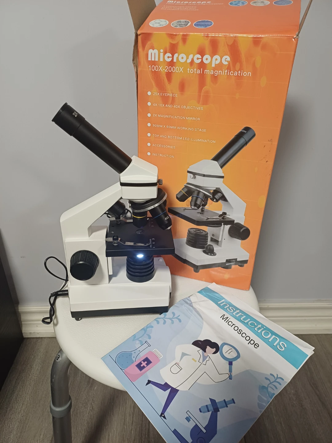 Microscope 100X-2000X Total Magnification
