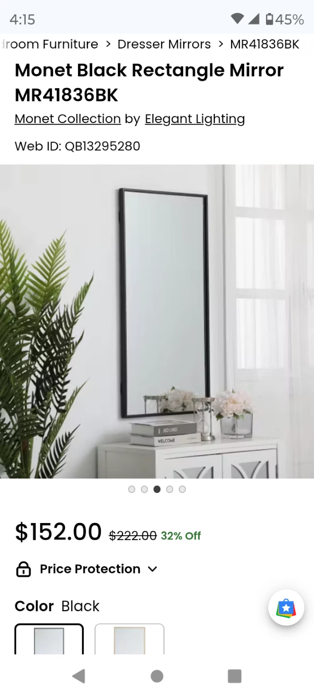 Mirror 36" x 18" x 1" with black metal frame # MR41836BK... - photo 4