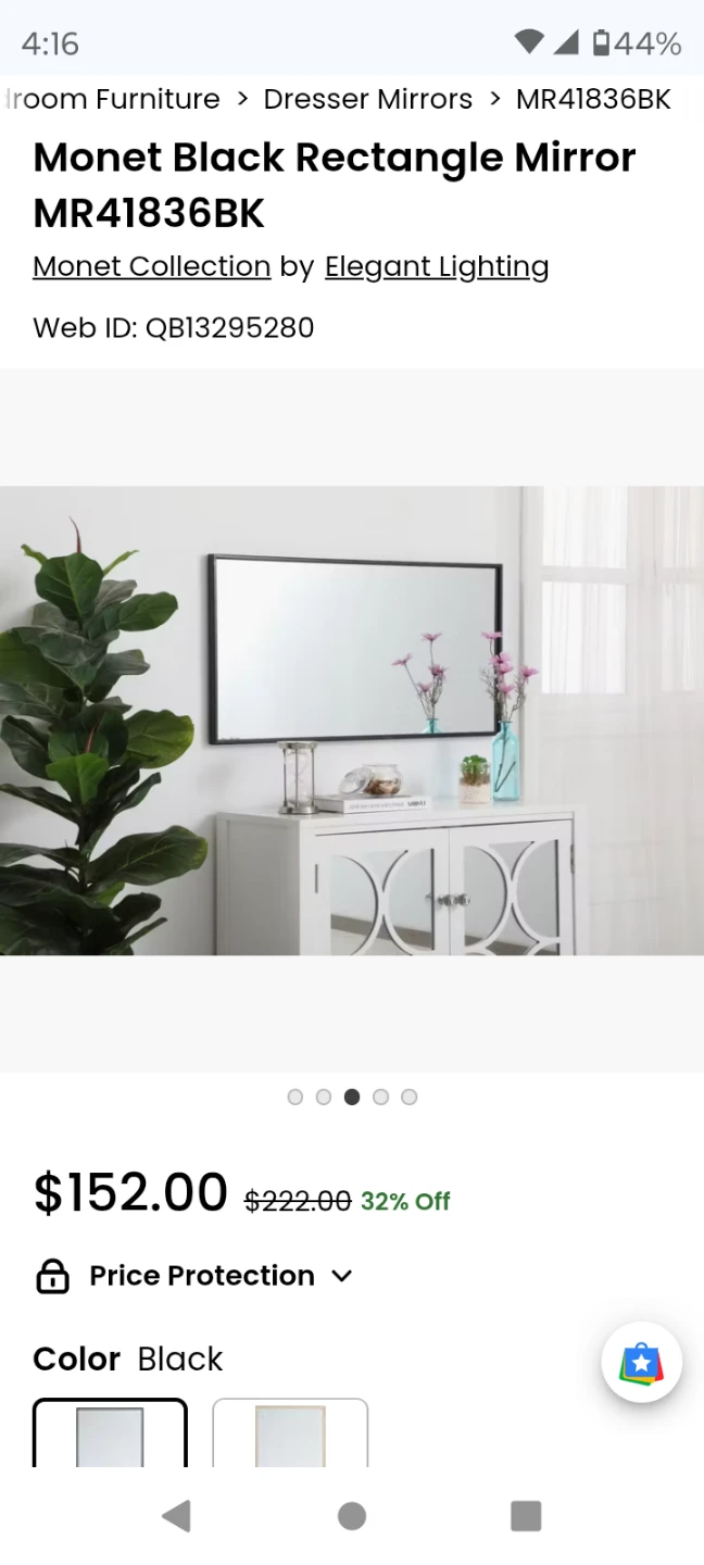 Mirror 36" x 18" x 1" with black metal frame # MR41836BK... - photo 5
