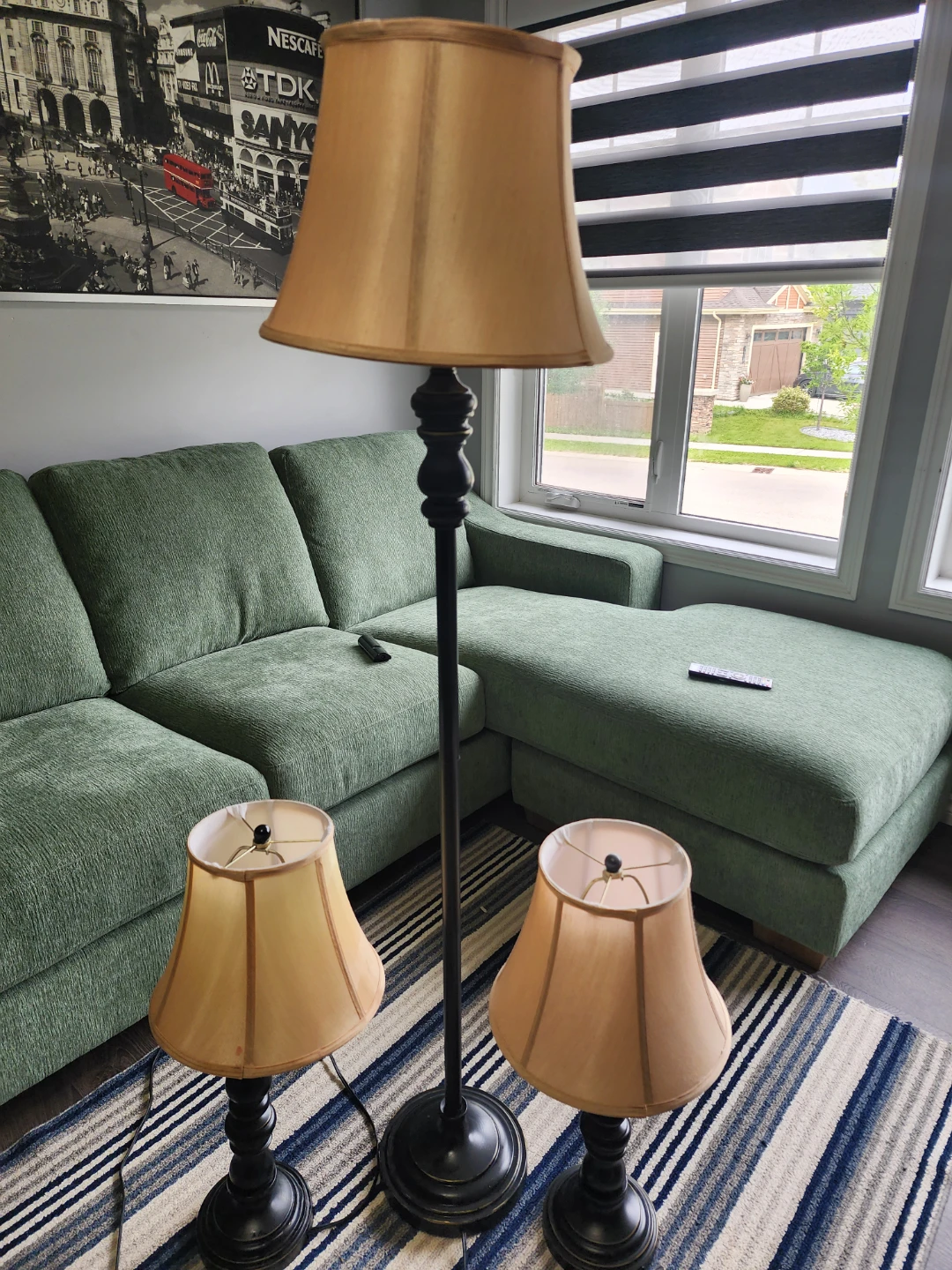 Floor Lamp and Two Table Lamps Set