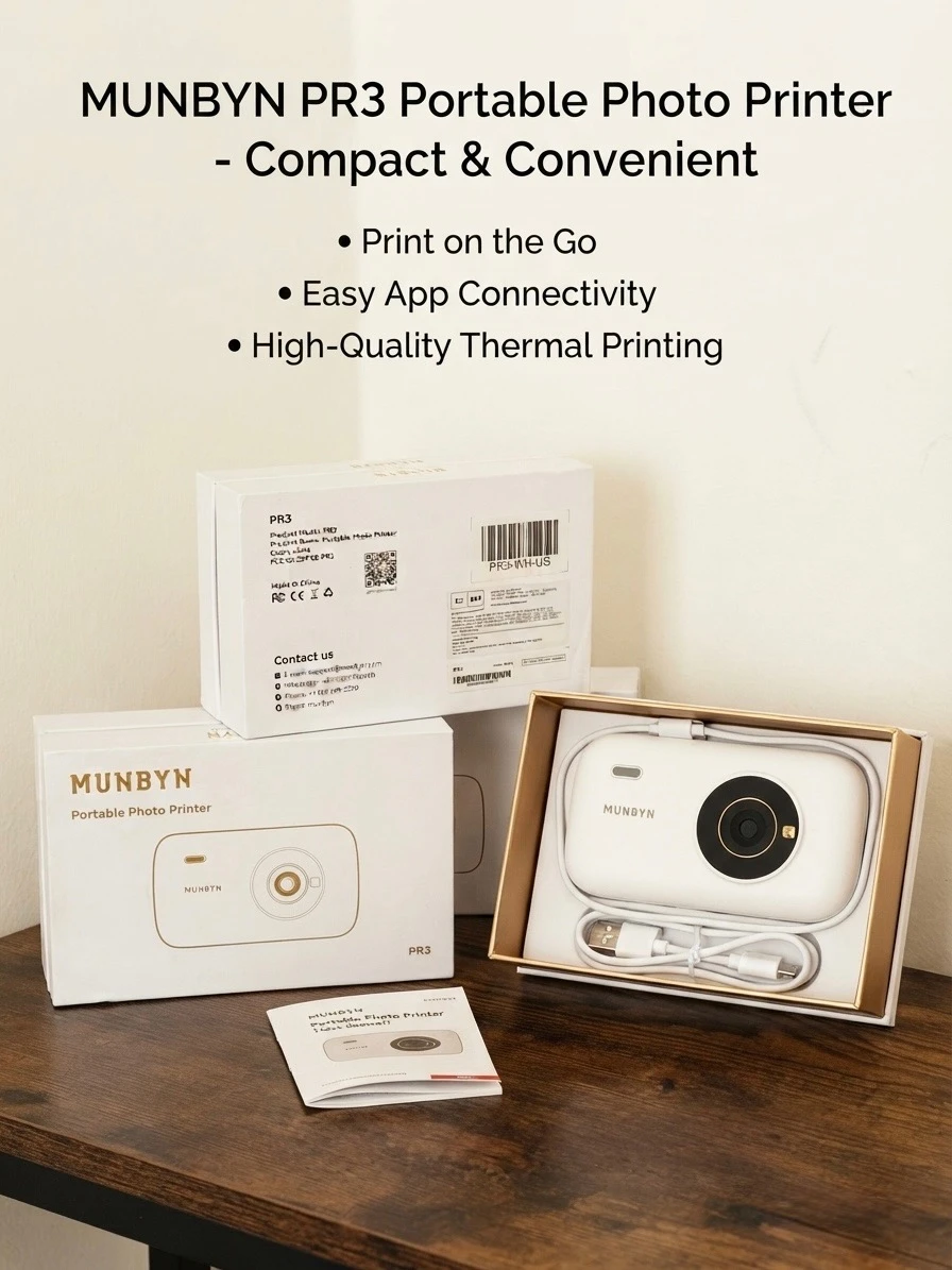 MUNBYN PR3 Portable Photo Printer