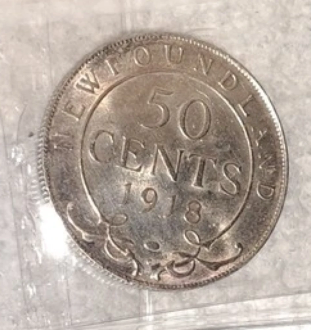 1918C Newfoundland/Canada 50 Cent Silver Coin ICCS AU 55 - photo 5