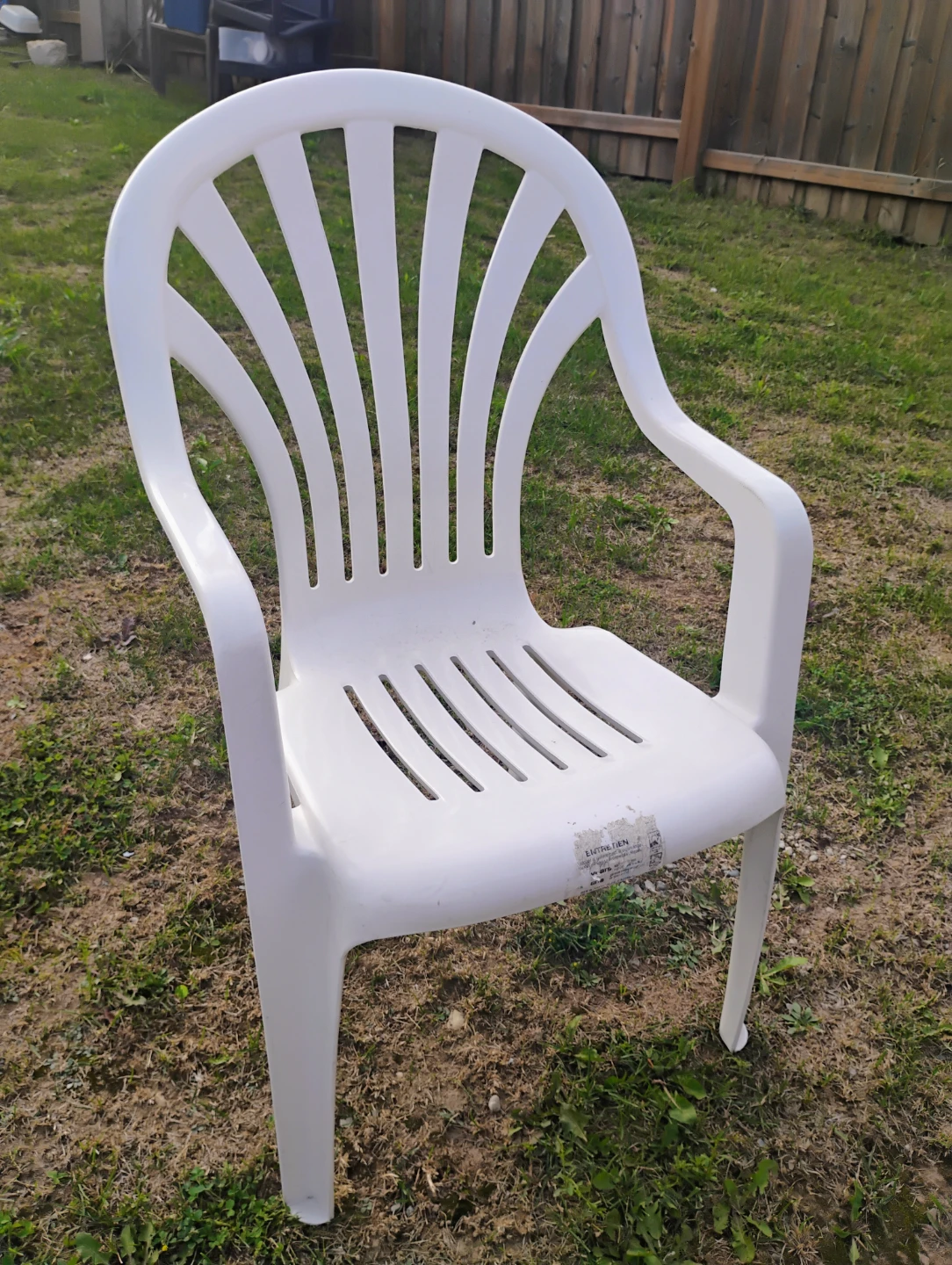 2 White Plastic Lawn Chairs