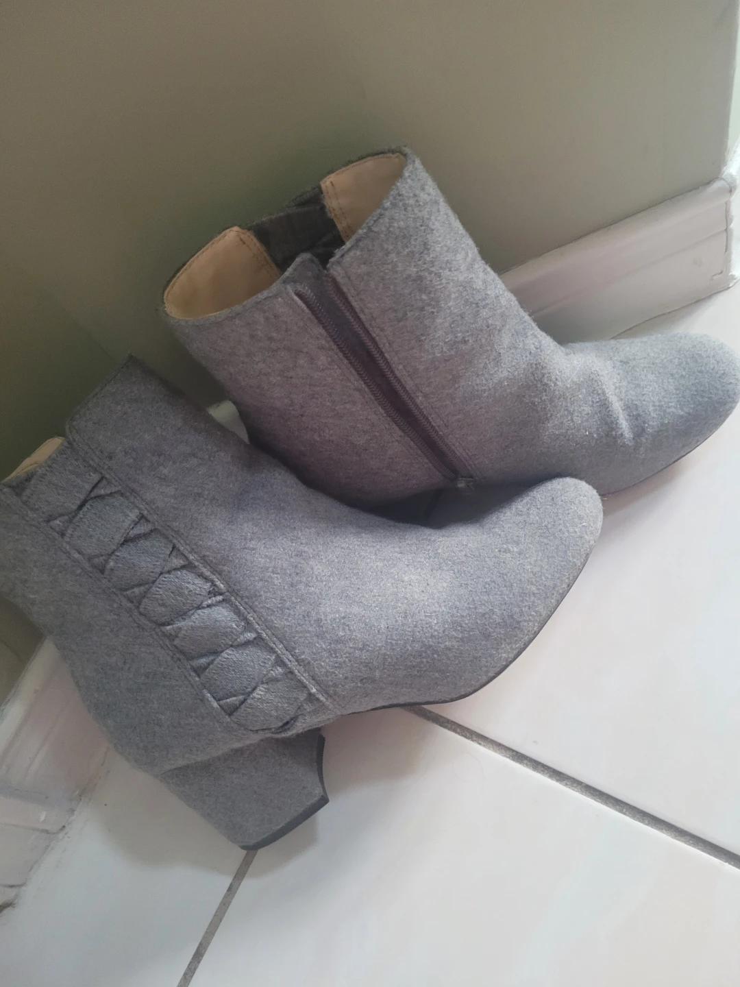 Grey Felt Ankle Boots