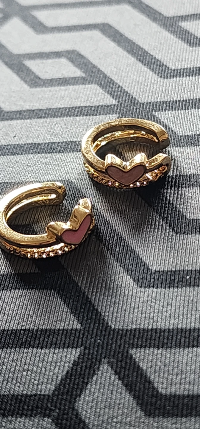 Gold plated pink Heart Ear Cuff Set - photo 3