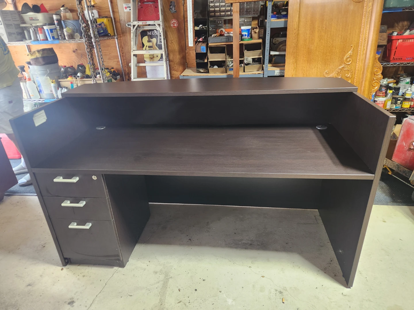 Dark Brown Reception Desk with Drawers
