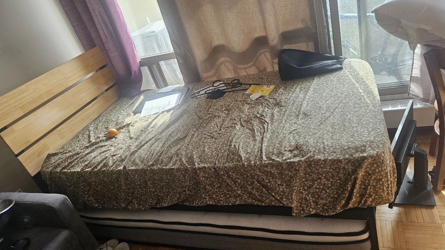Wooden Bed Frame with 2 Mattress