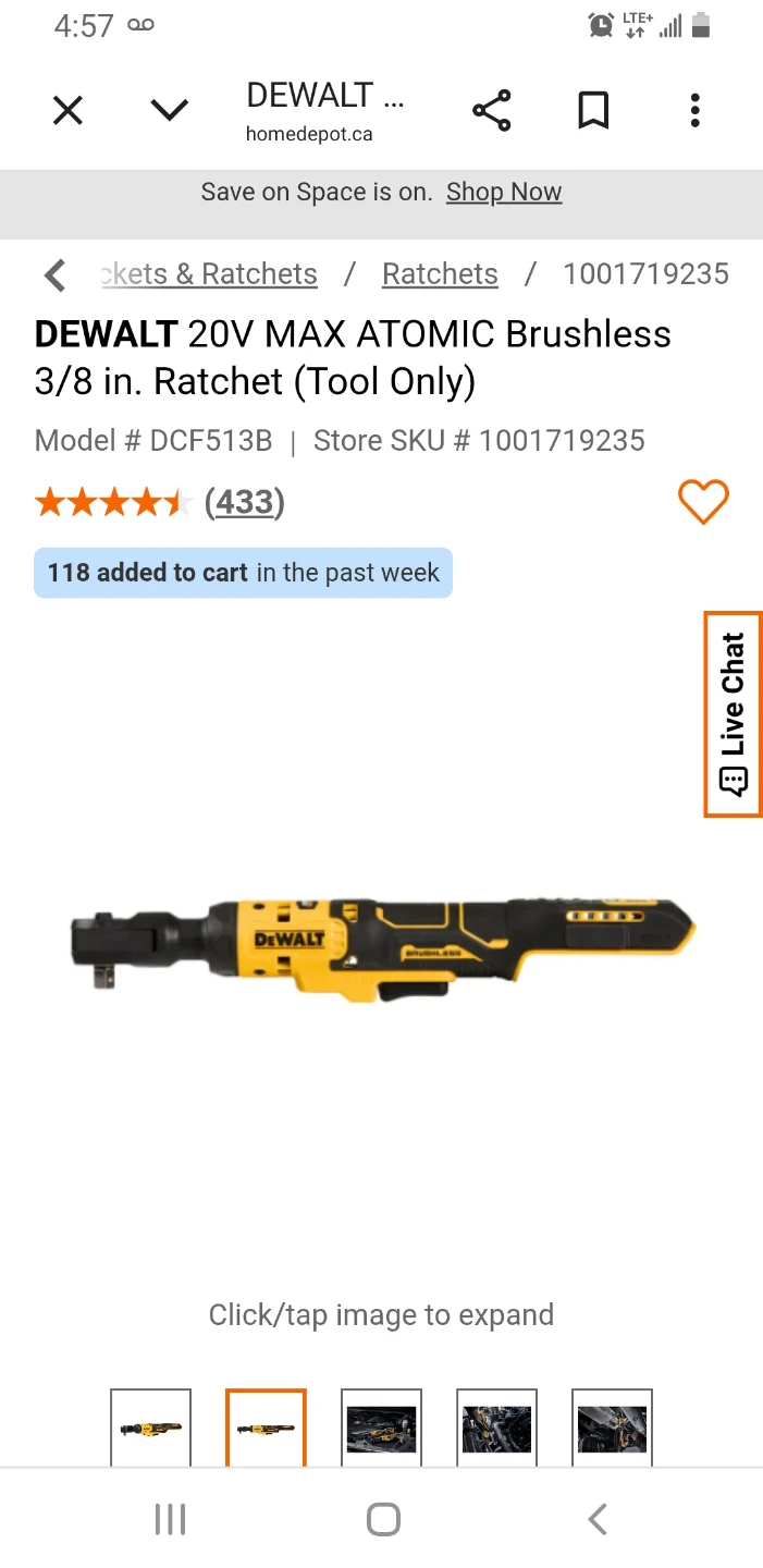 DEWALT 3/8 RATCHET WRENCH 20 v