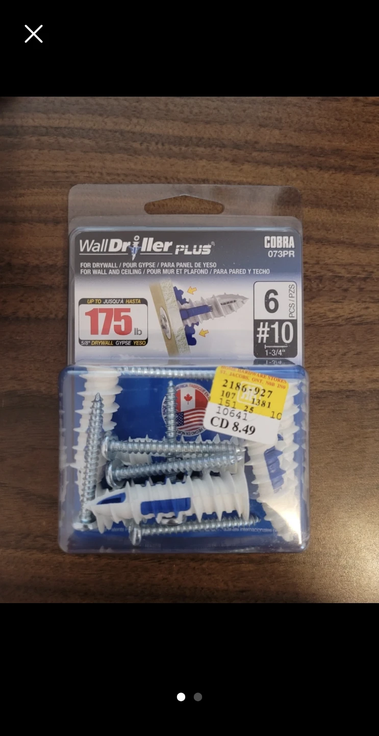 Cobra WallDriller PLUS Drywall Anchors #10 - 6 Pcs