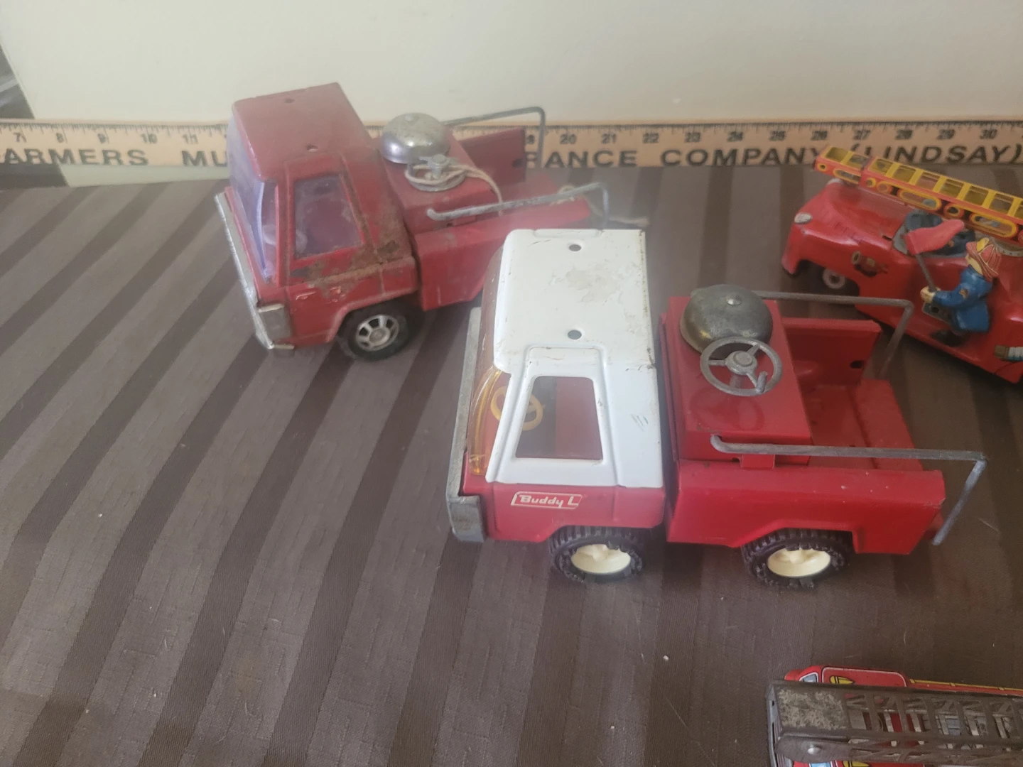 5 Vintage FireTruck Buddy L Tin Litho battery operated Friction - photo 2