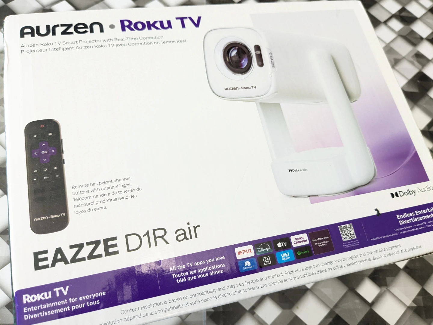 Aurzen D1R Air Portable ROKU - SMART Wi-Fi Projector