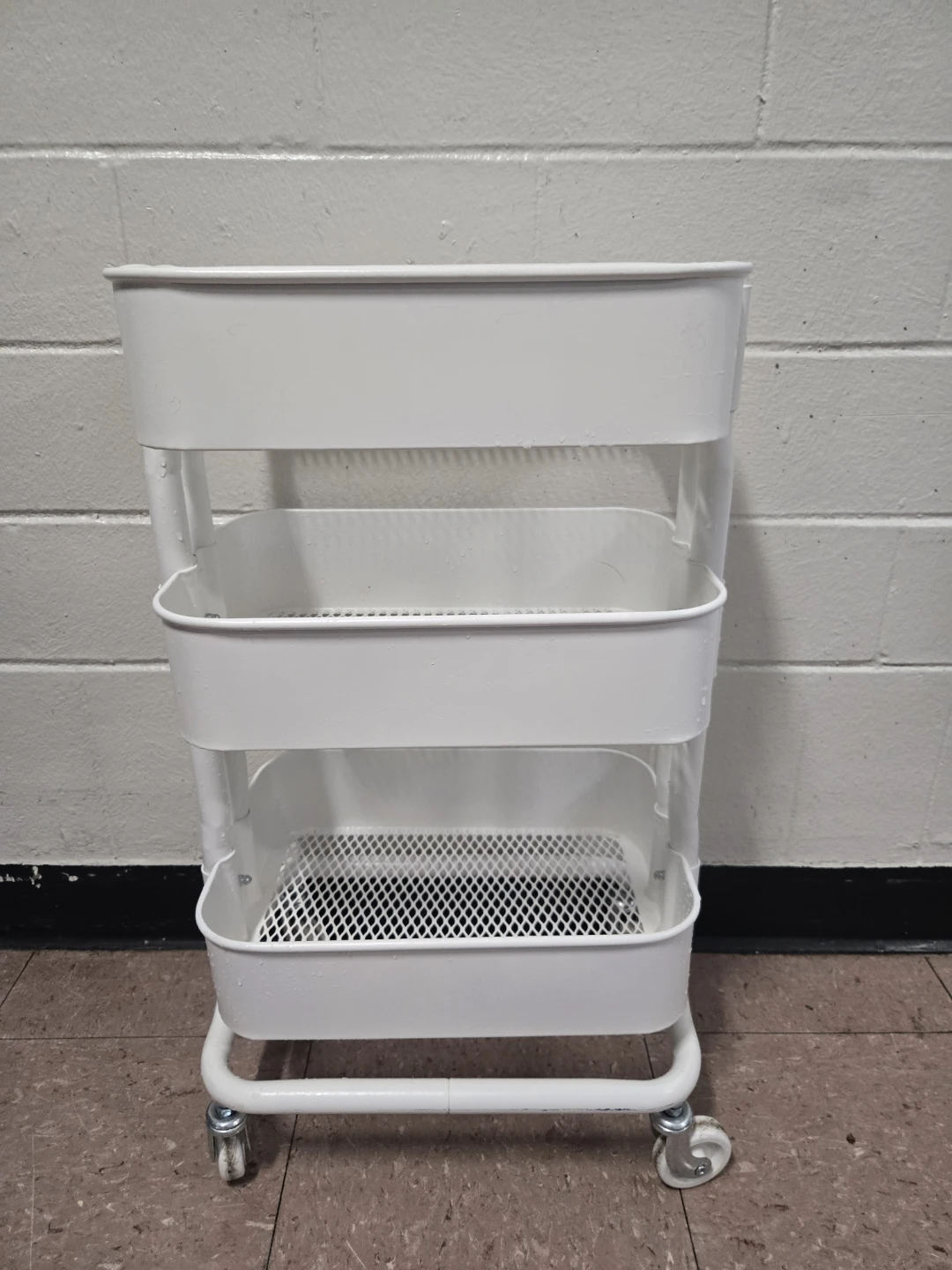 White 3-Tier Rolling Cart