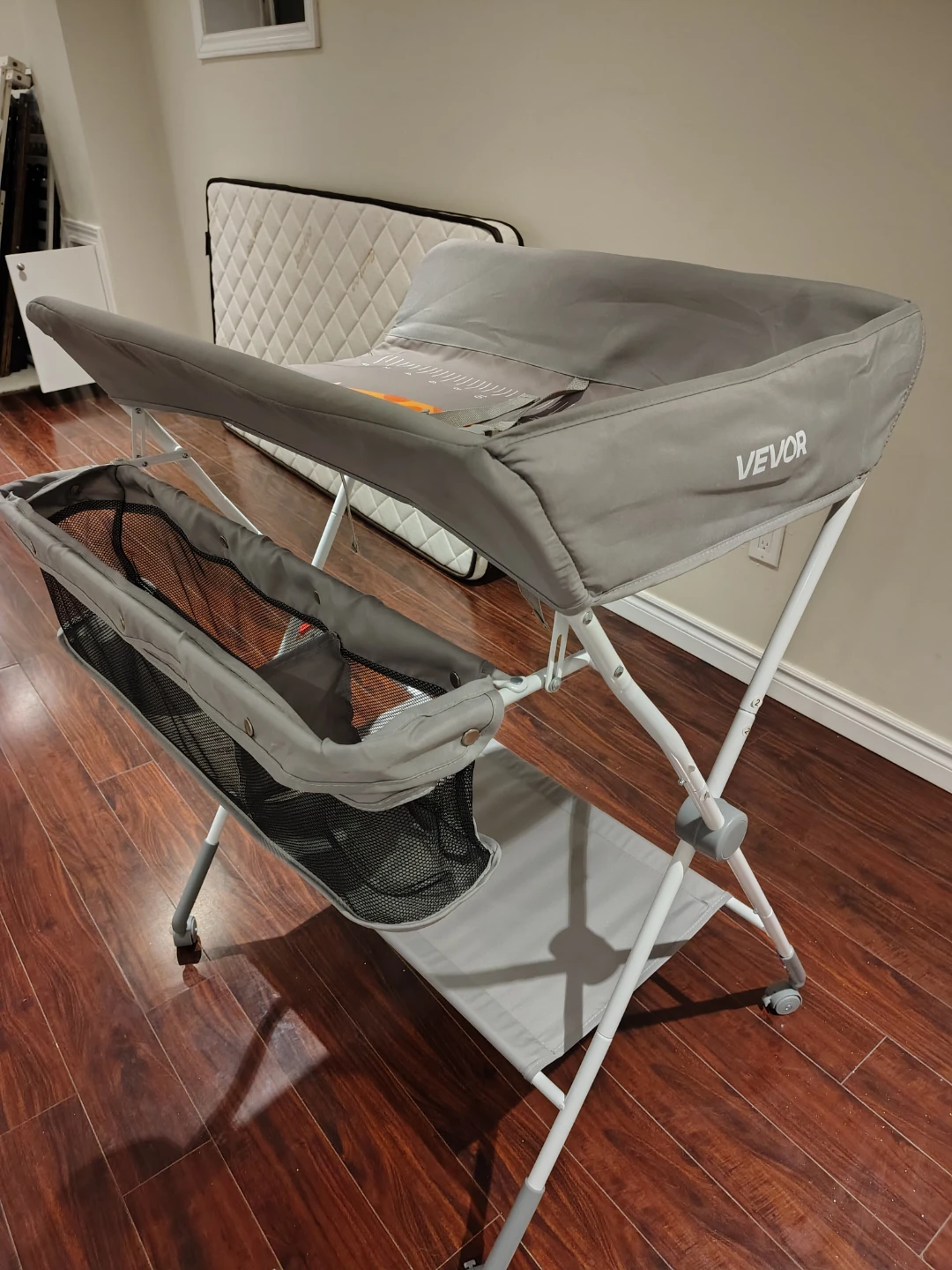 Vevor Grey Baby Changing Table with Storage Basket - photo 3
