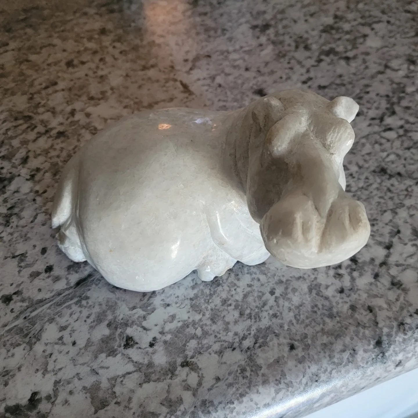 White Marble Hippo Figurine - photo 2