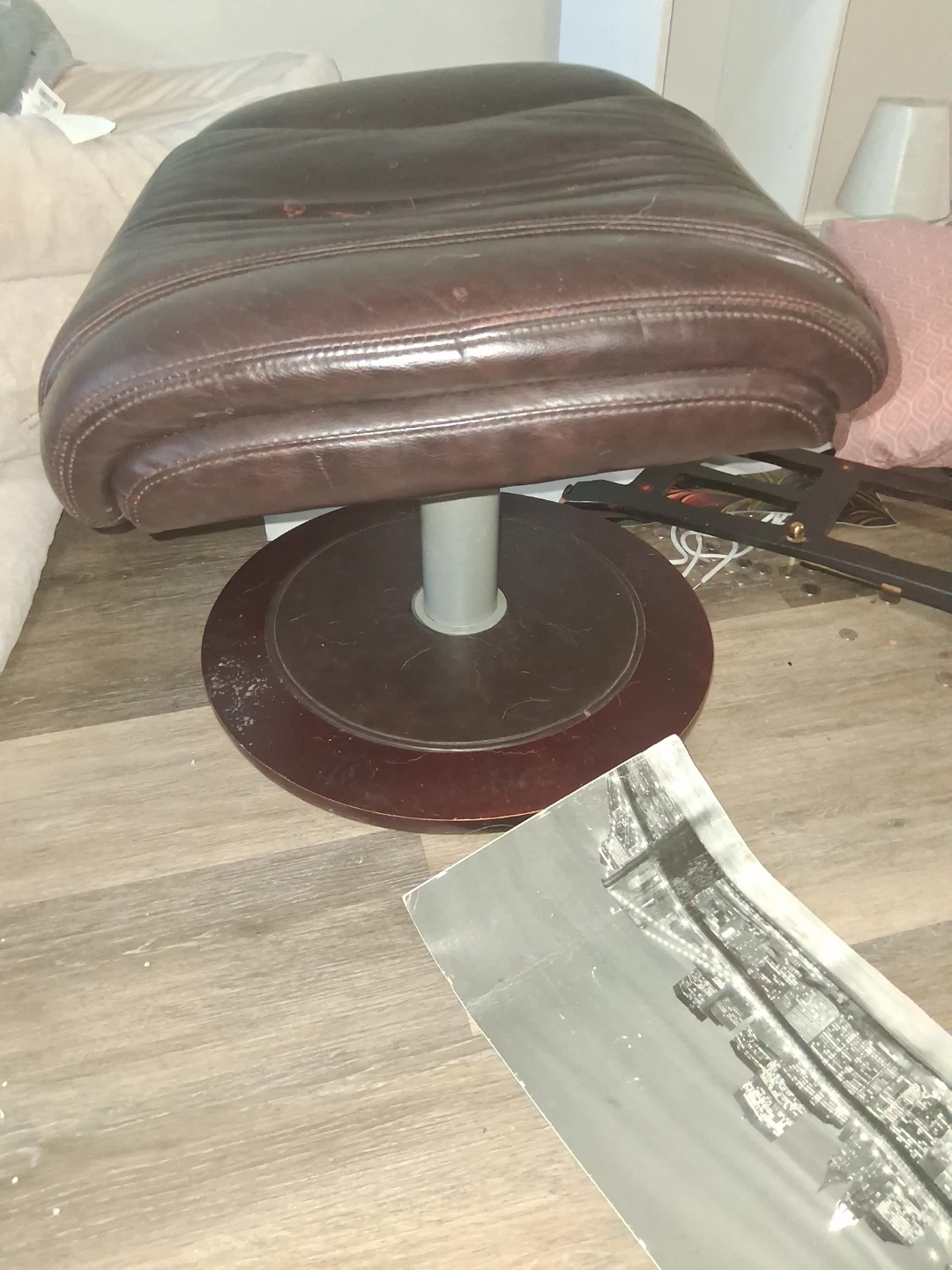Brown Leather Footrest Ottoman - photo 2