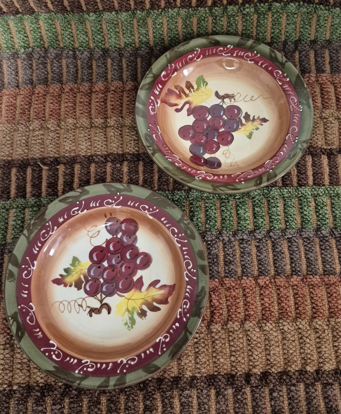 Set of 2 Ceramic Grape Motif Side Plates
