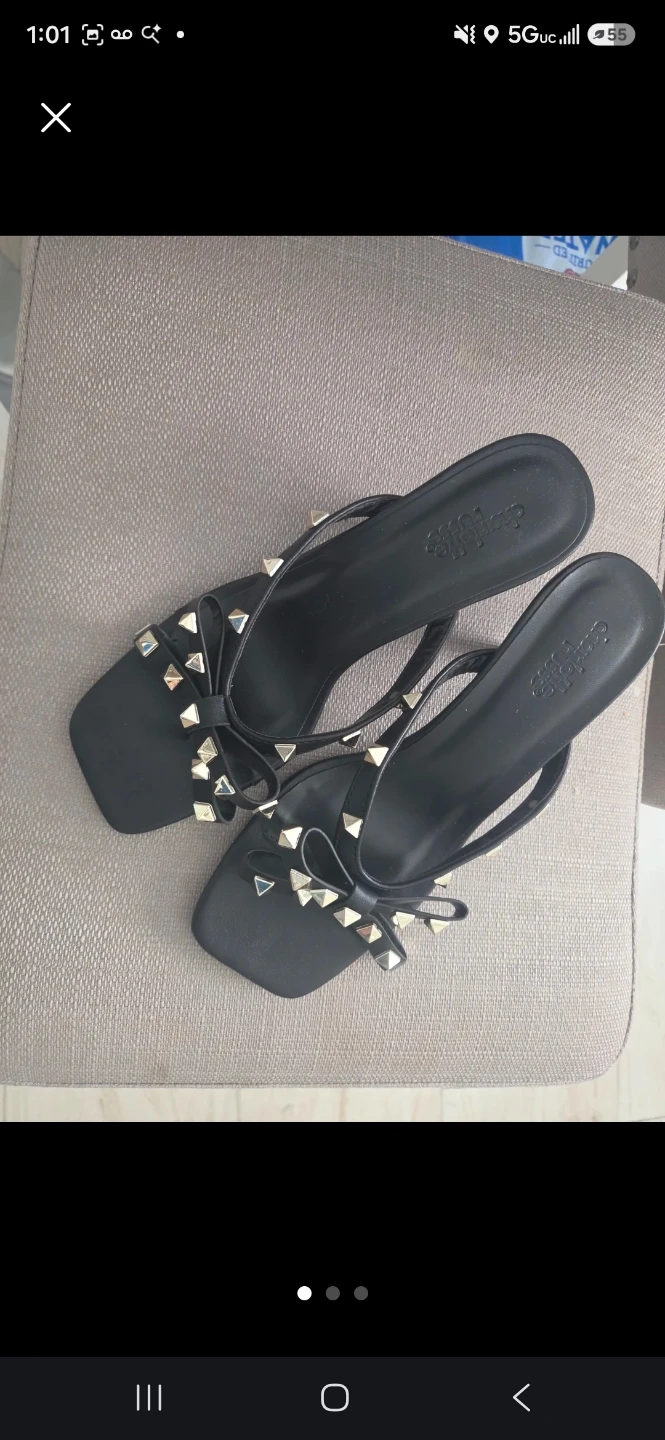 Charlotte Russe Black Studded Bow Sandals