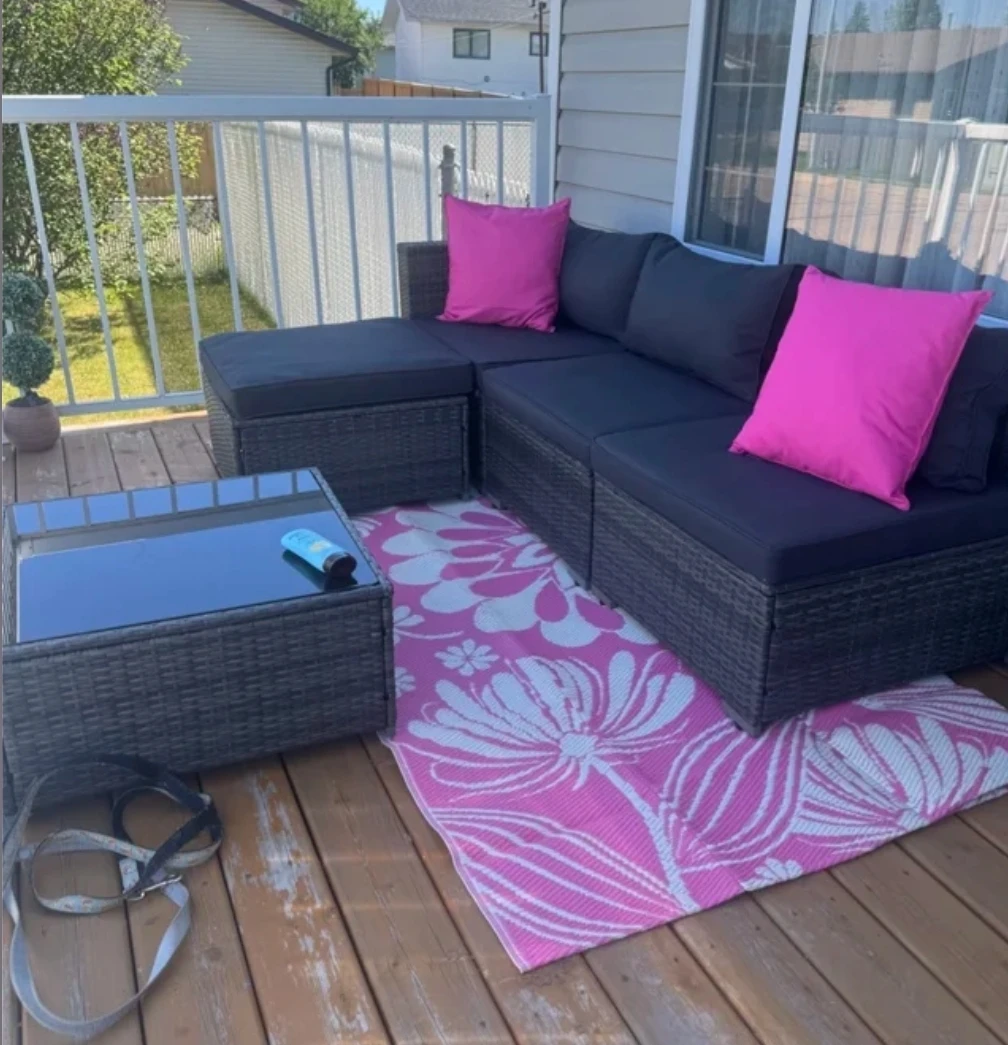 Outdoor Wicker Sectional Sofa Set with Coffee Table