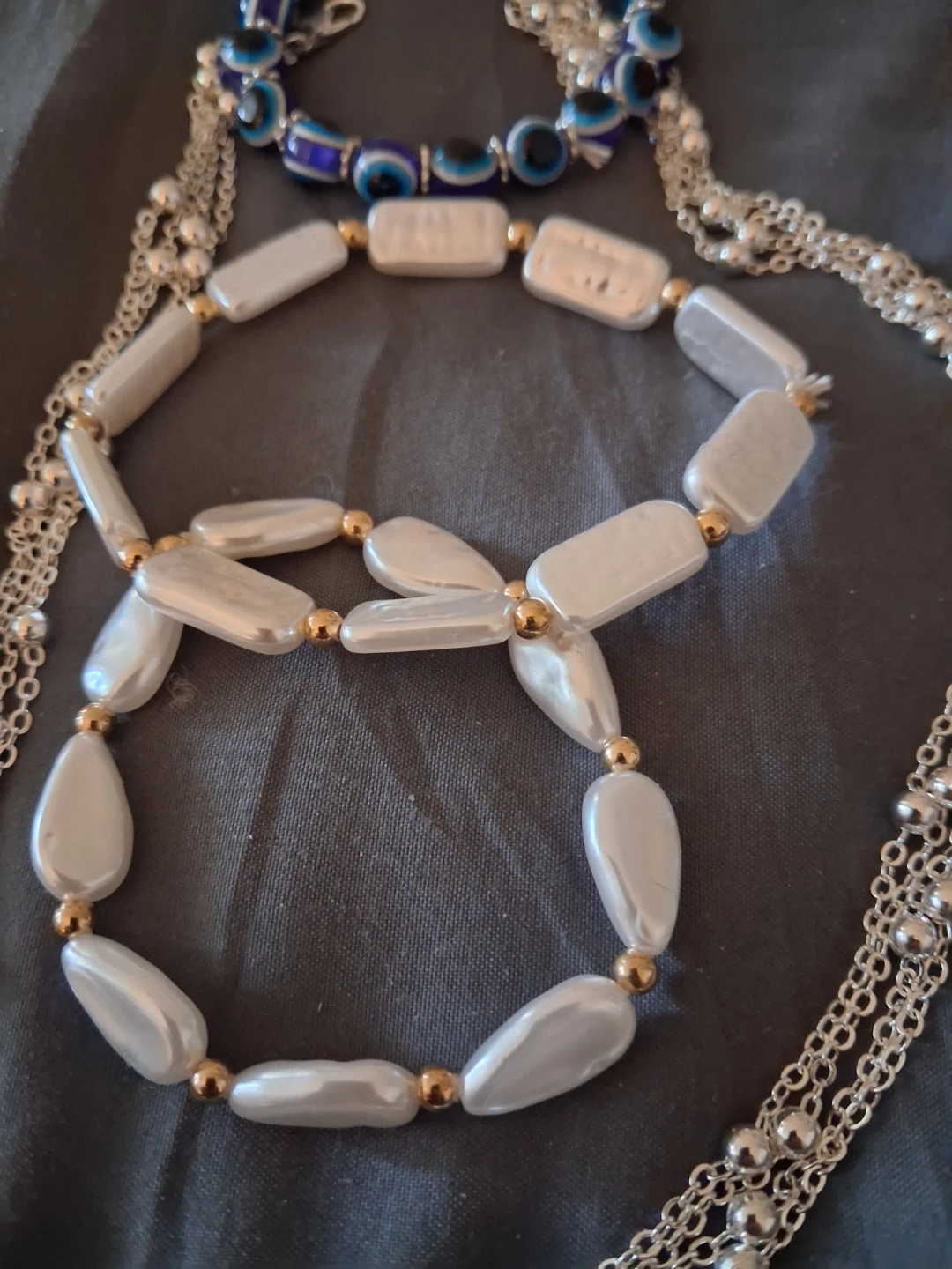 Women's Beaded Bracelets and Silver Layered Necklace Set - photo 2