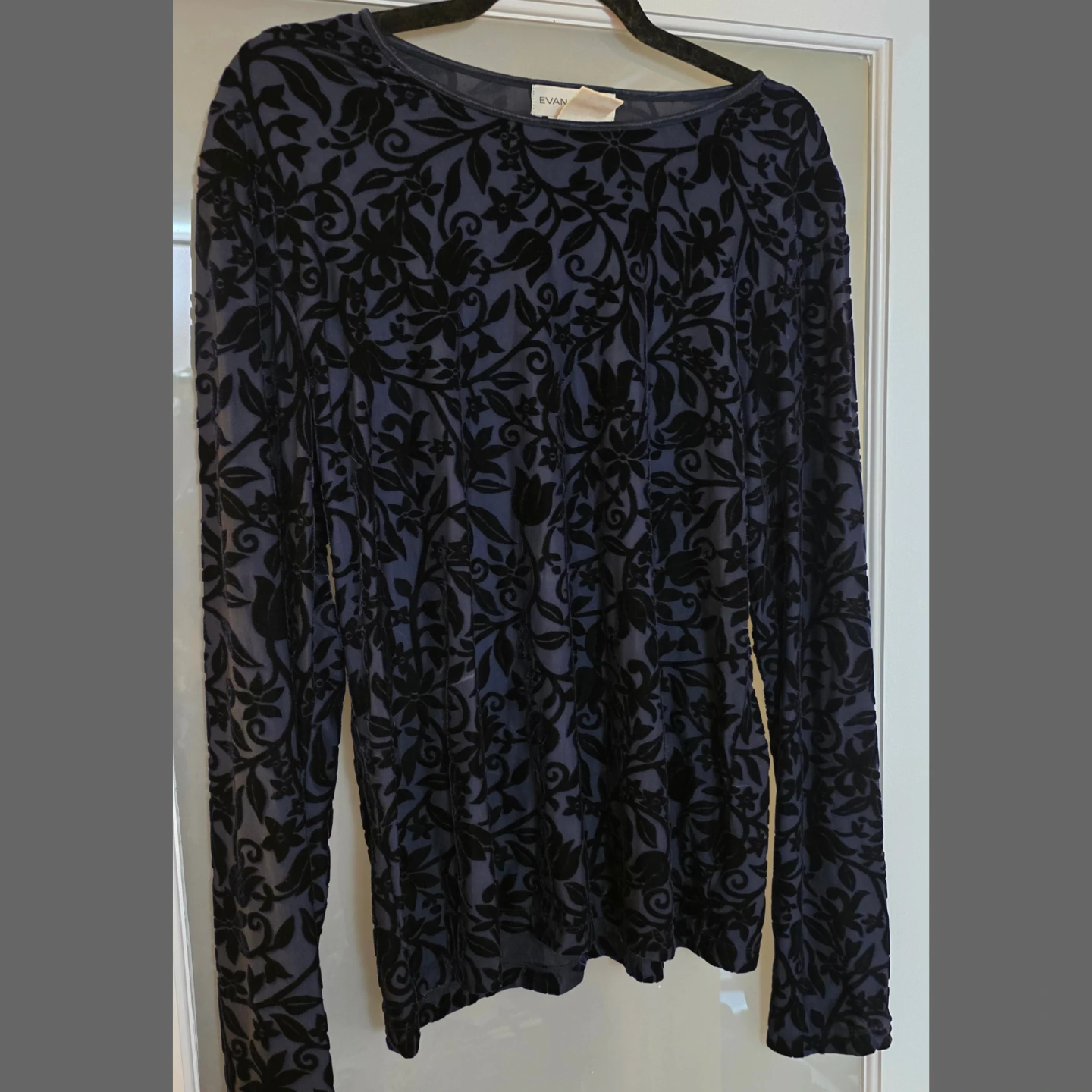 Evan-Picone Velvet Floral Long Sleeve Top