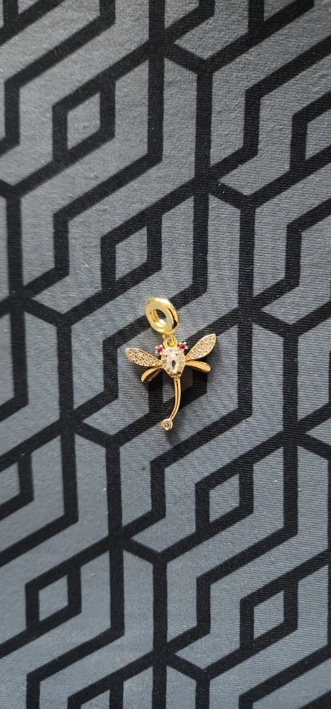 Gold plated Dragonfly Charm with Crystals