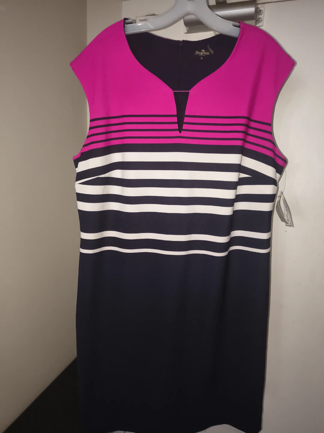 Phase Seven Pink and Striped Sleeveless Dress Size 18