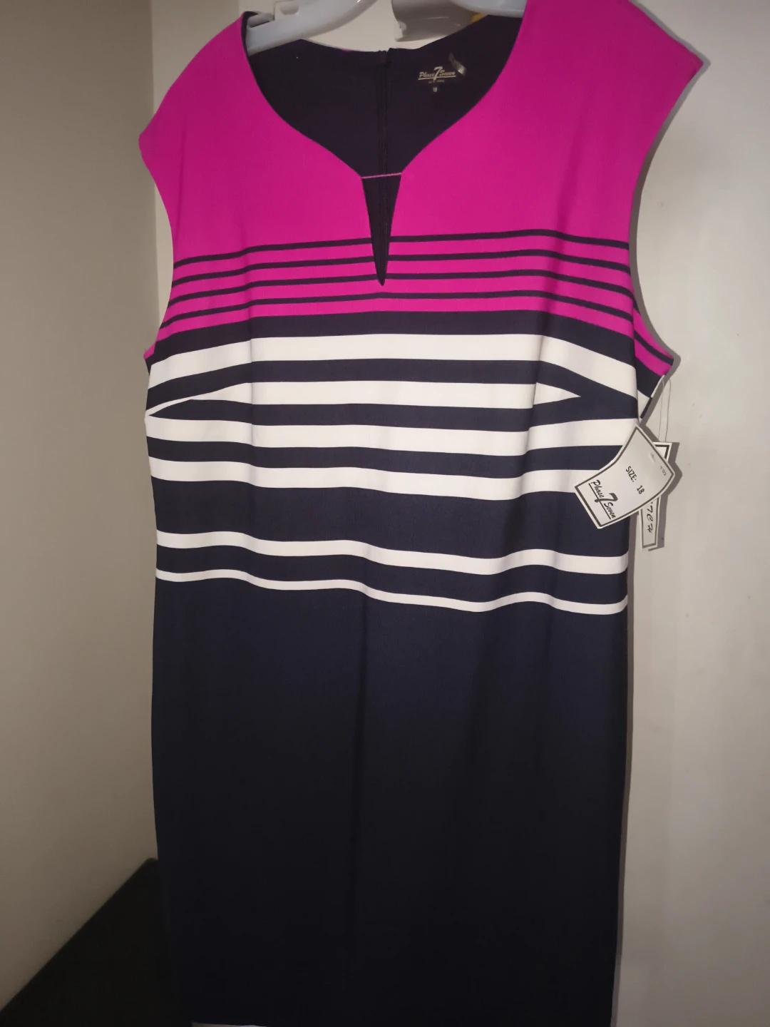 Phase Seven Pink and Striped Sleeveless Dress Size 18 - photo 3
