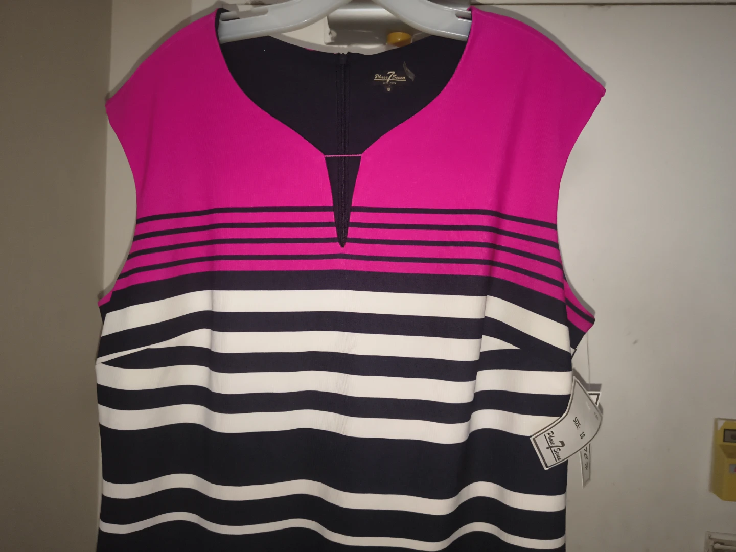 Phase Seven Pink and Striped Sleeveless Dress Size 18 - photo 4