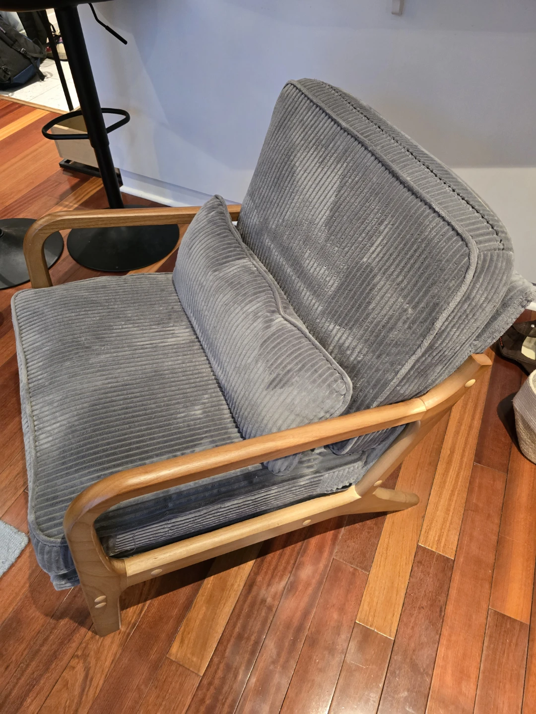 Solid Wood Accent Chair- Grey Corduroy Apolstrey - photo 3