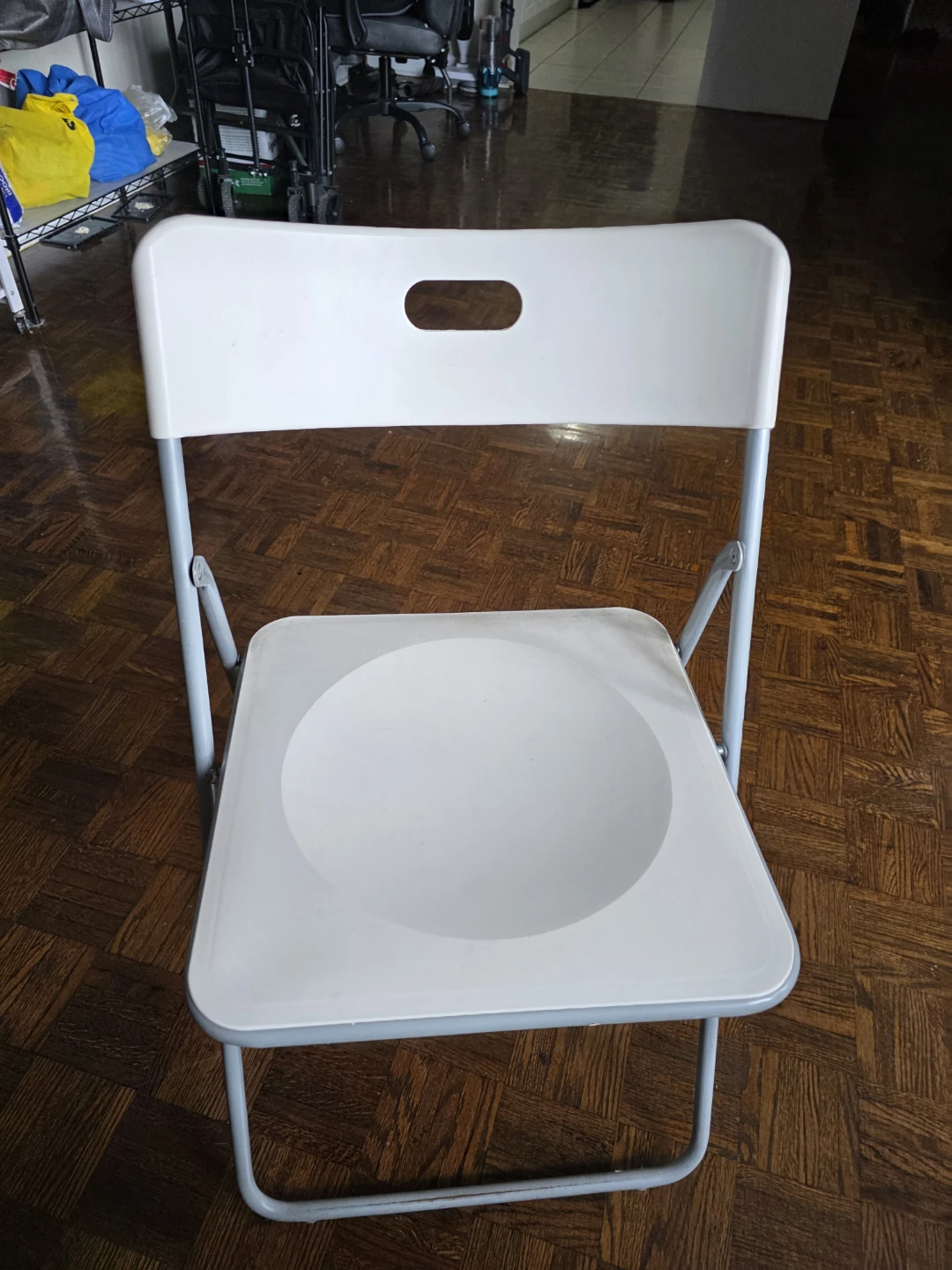 White Folding Chair with Handle