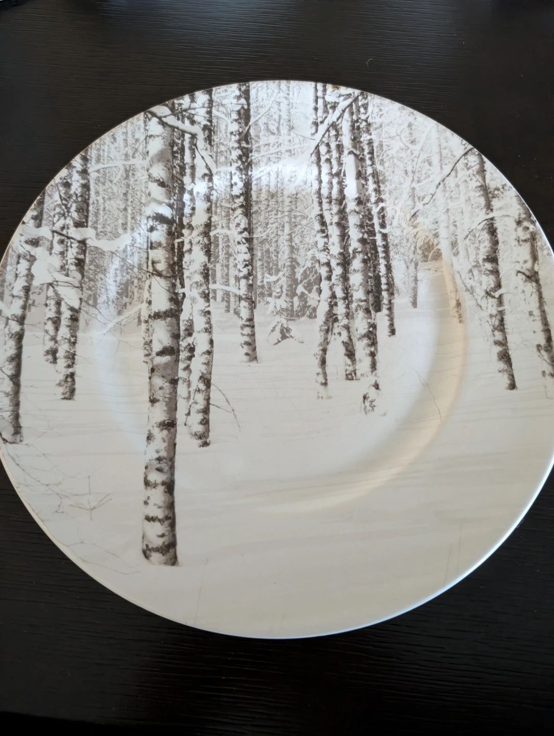 Pier 1 Porcelain Plate - Winter Fox & Birch Forest Design - photo 3