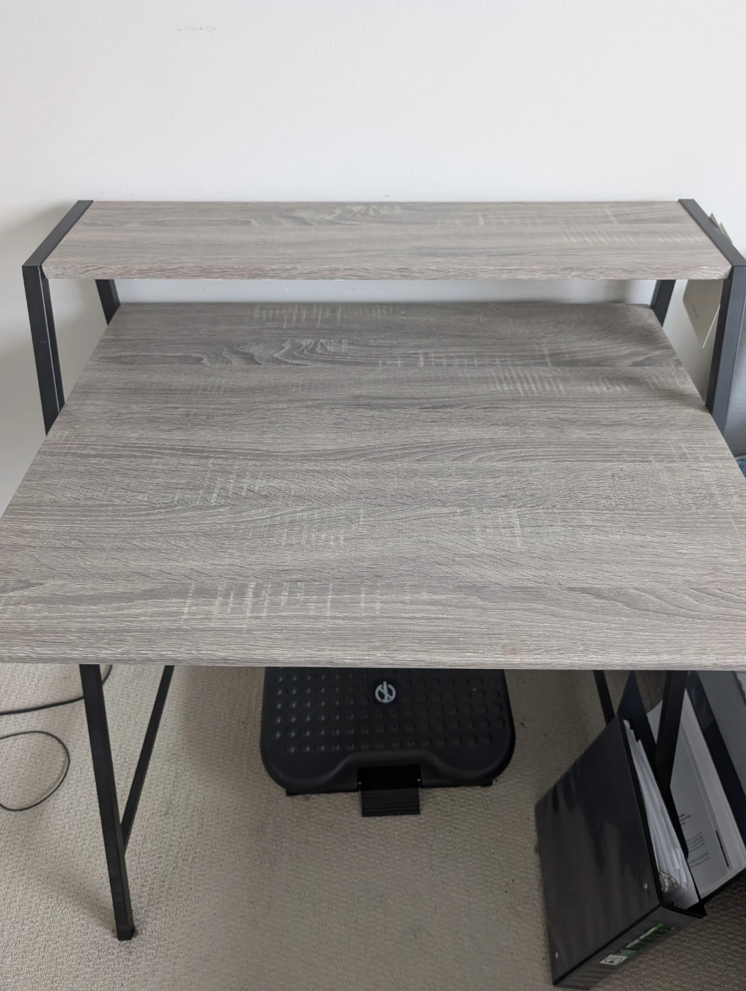 Grey Wood Grain Computer Desk with Shelf - photo 2