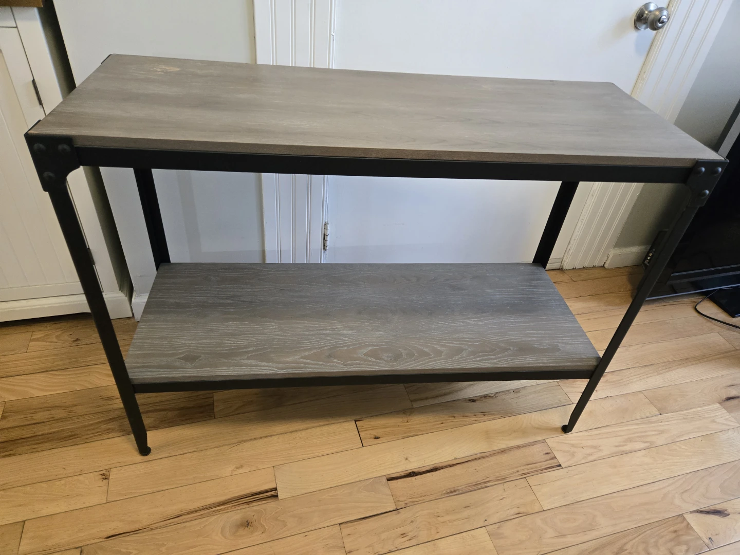 Industrial Style Console Table with Two Shelves