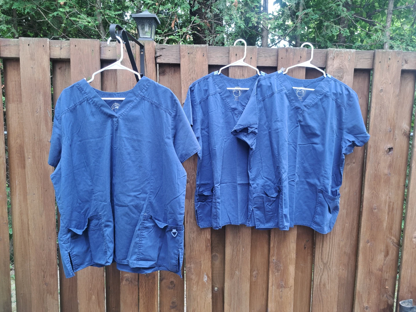 3 Blue V-Neck Scrub Tops