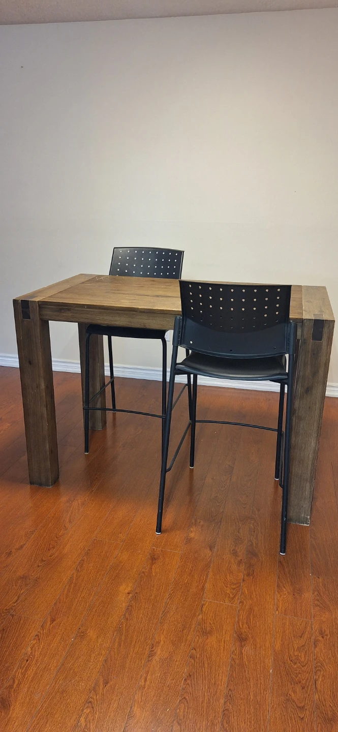 Wooden high table and chairs - photo 3