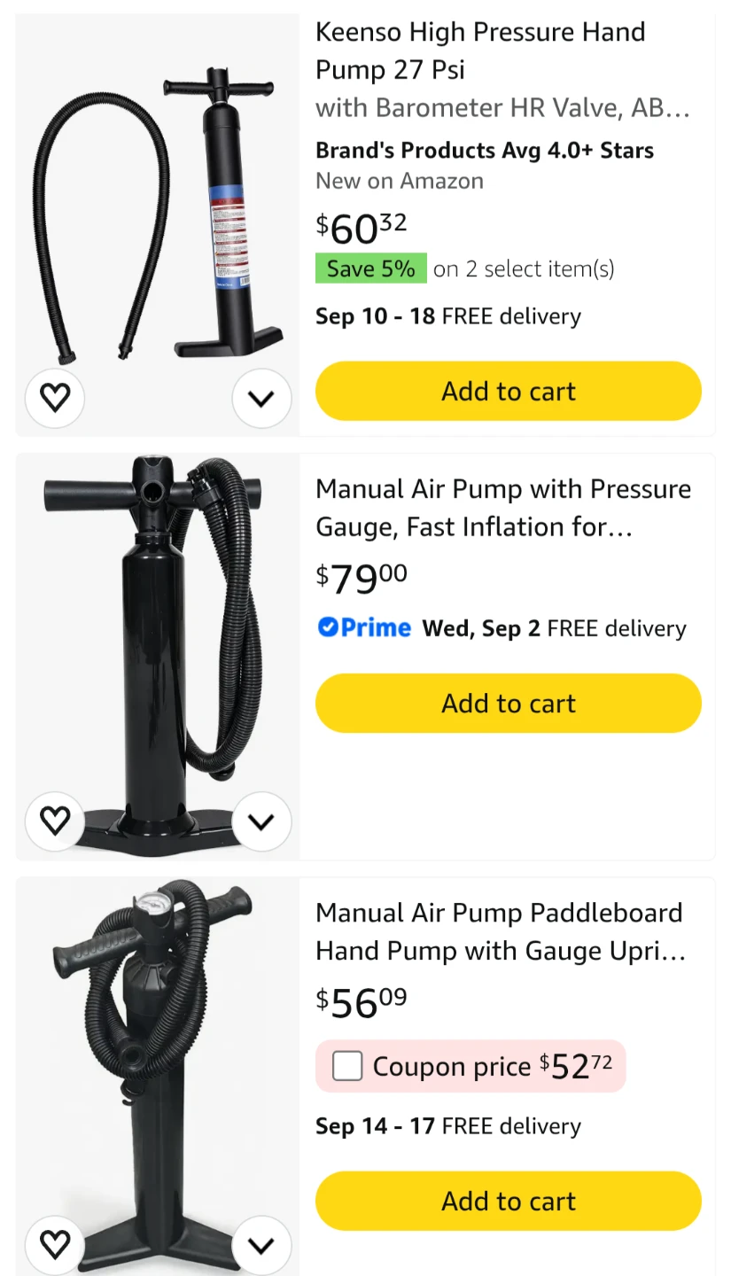 Manual High Pressure Air Hand Pump paddler board - photo 2