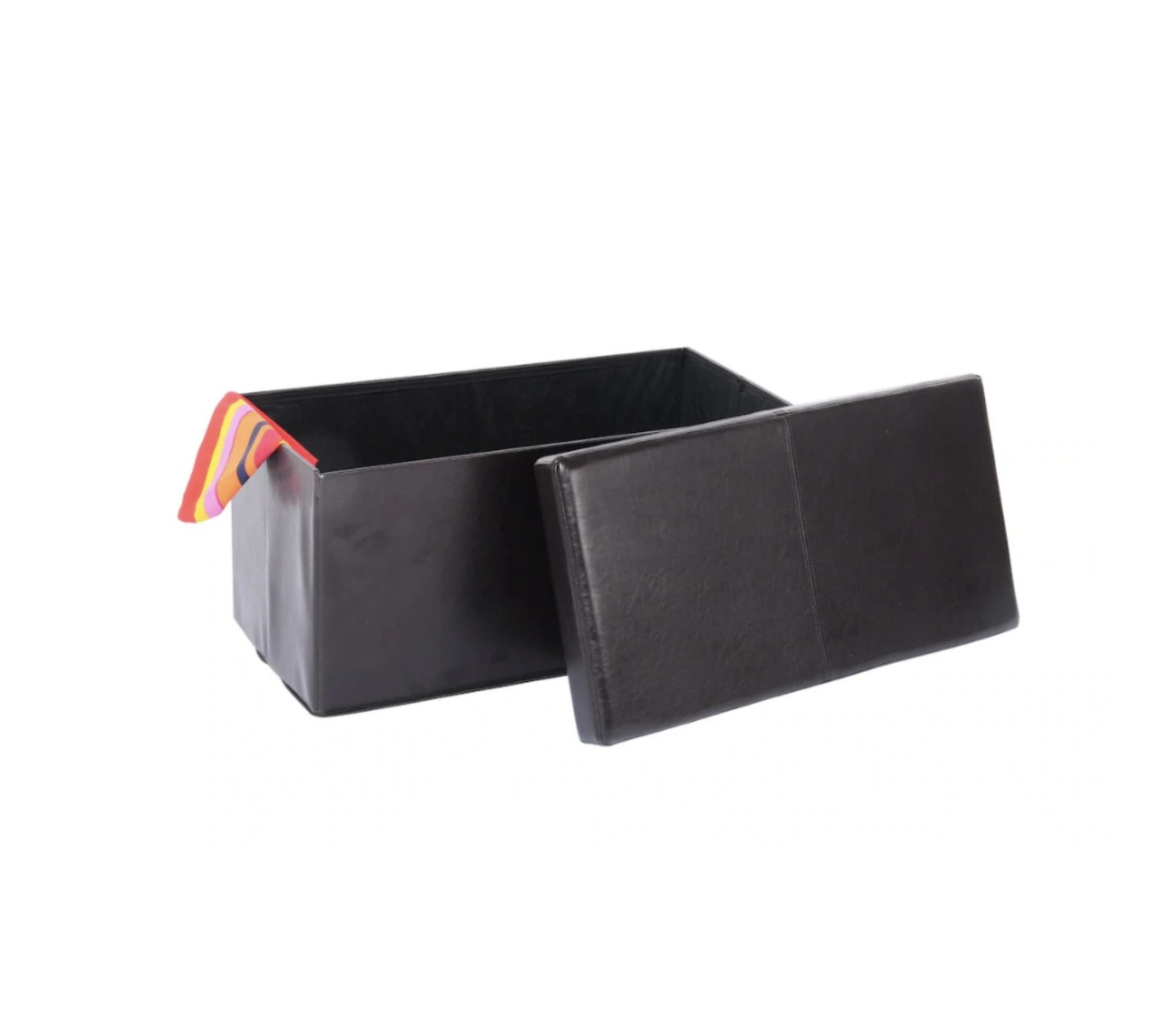 Brown Faux Leather Storage Ottoman Bench - photo 2