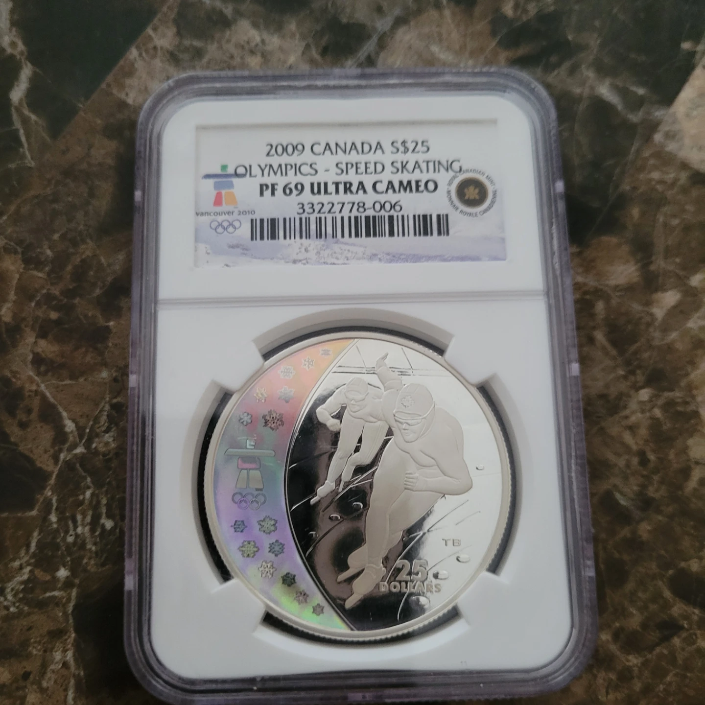 2009 Canada S$25 Speed Skating Olympics Coin PF 69 Ultra Cameo