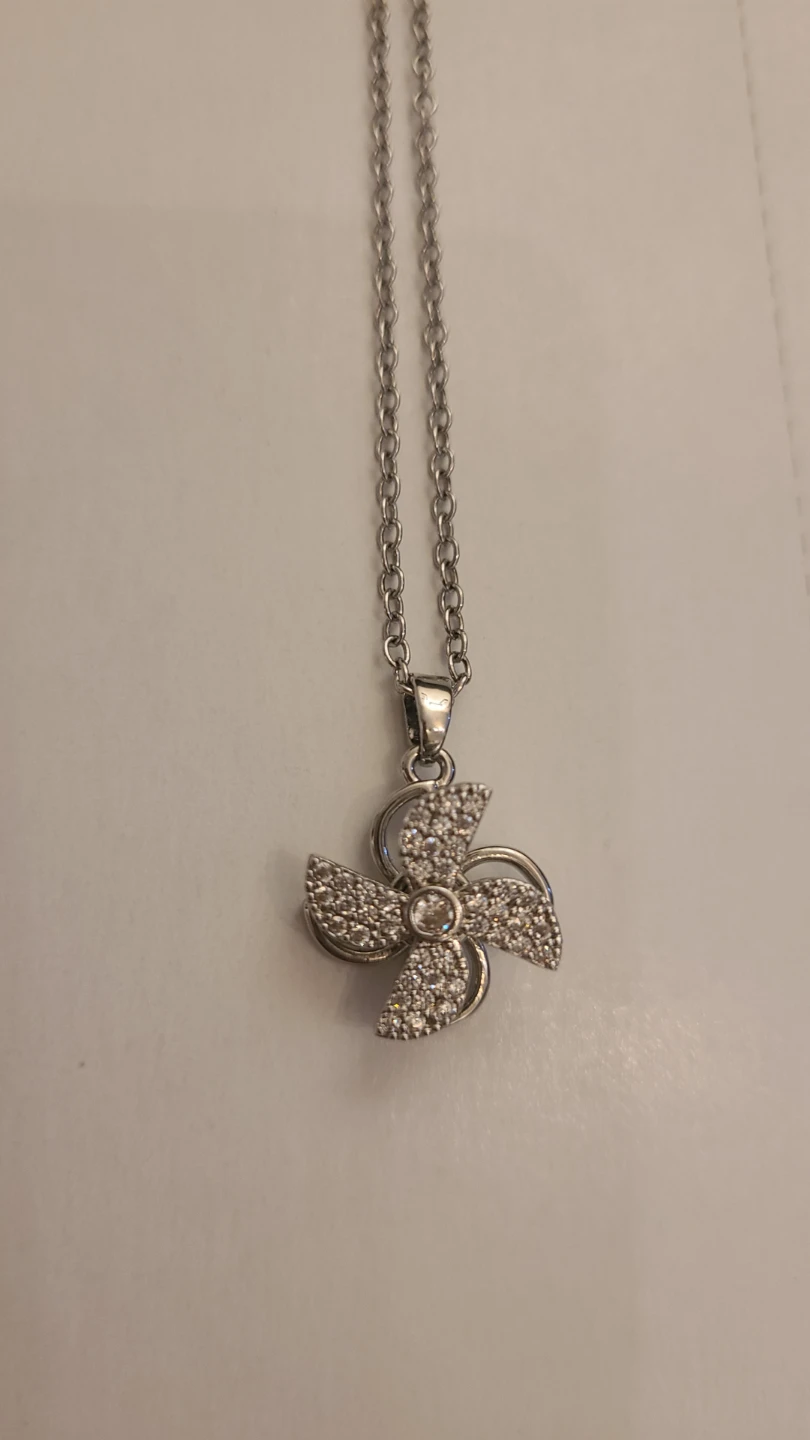 Fidget Spinner Sparkly Pinwheel Pendant Necklace