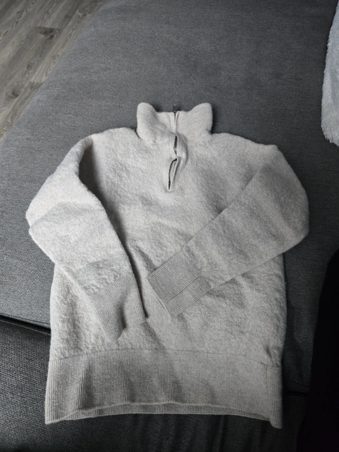 Kids Grey Mock Neck Quarter Zip Sweater